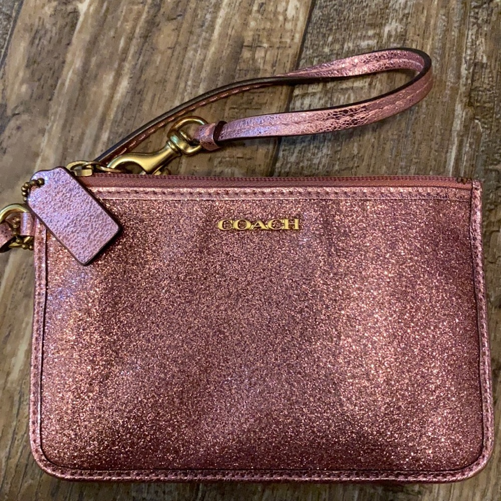 Rare sparkly pink coach wristlet